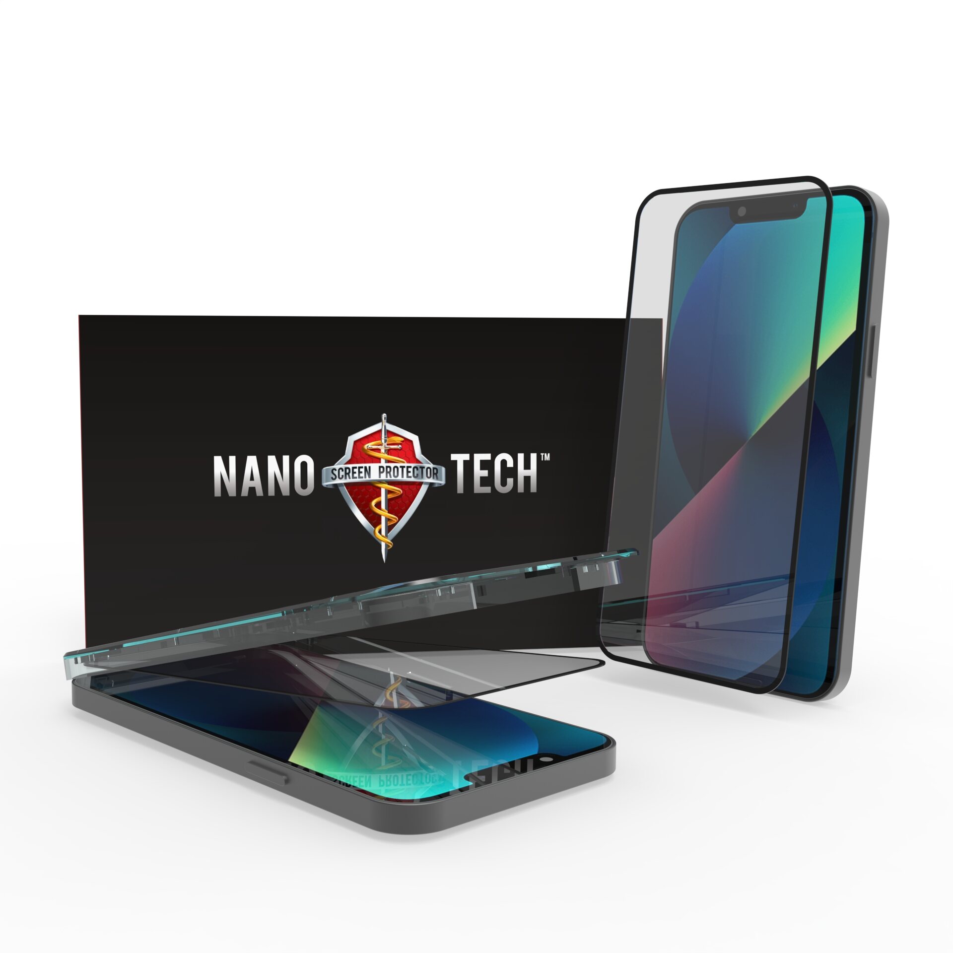 [2PC Bundle] NANOTECH Premium Easy iPhone 13/12/11/Xs/Xr/Pro/Pro Max Tempered Glass Screen Protector