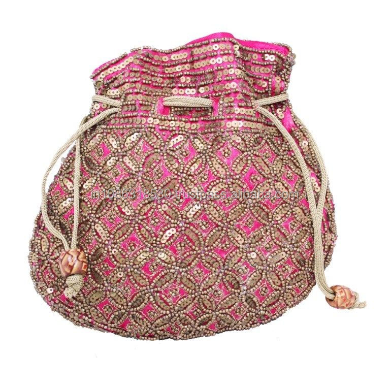 Women's Designer Drawstring Potli Clutch Wallet Purse Bag Handmade Partywear and Wedding Gift Jewelry Pouches for Festivals
