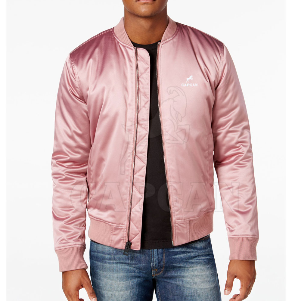 Super Soft Men's Bomber Jacket Oem Custom Satin Bomber Winter Jacket 