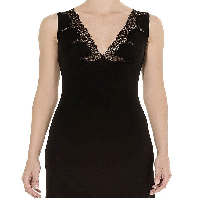 High Quality Deep V-neck Nightdress In Fine Micromodal Ritratti Milano Luxury Italian Women's Sleepwear 