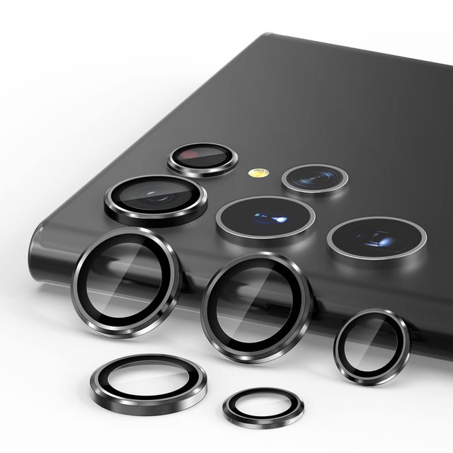 1 Set /Camera Lens Protector For Samsung Galaxy S22 Ultra HD Tempered Glass Metal Ring Aluminum Alloy Lens Screen Cover Camera Film Protection