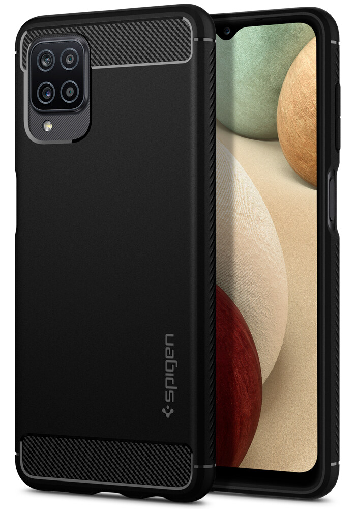 SPIGEN Samsung Galaxy A72(LTE) / A52s(5G), A52(LTE&5G) / A32(LTE) / A12 / A02 Case [Rugged Armor] Carbon Fiber Design Black TPU Case with Flexible and Durable Shock Absorption / Samsung A72 Case, Sams
