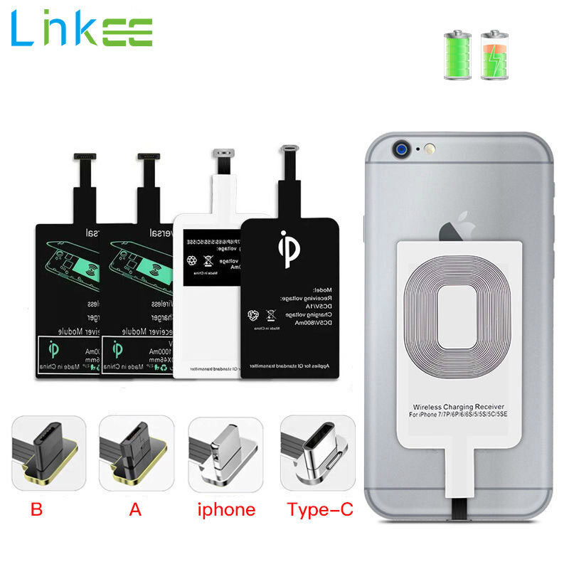 Support Qi Wireless Charging Receiver For iPhone 7 6 Plus Micro USB Type C Universal Fast Wireless Charger Adapter Receiver Coil