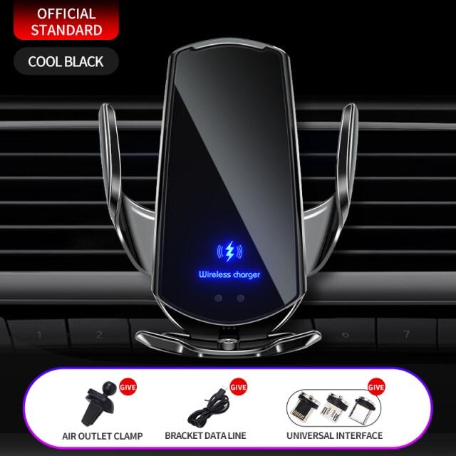 Automatic 15W Qi Car Wireless Charger For Iphone 12 11 XS XR X 8 Samsung S20 S10 Magnetic USB Infrared Sensor Phone Holder Mount