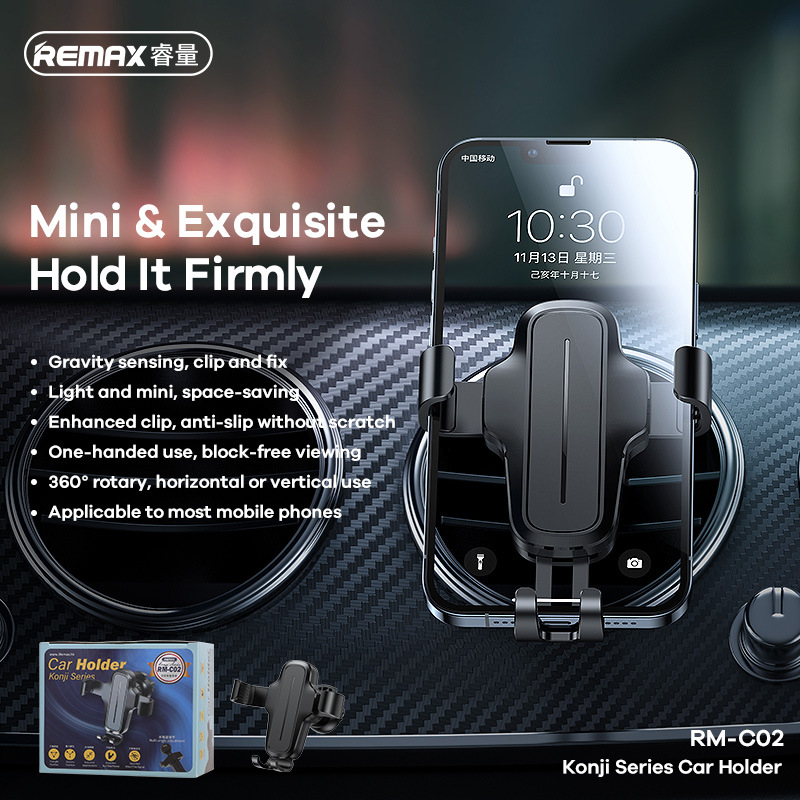 Remax Universal Gravity Auto Phone Holder Car Air Vent Clip Mount Mobile Phone Holder CellPhone Stand Support For iPhone For Samsung