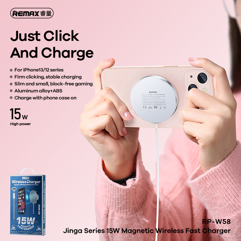 【24h Shipped】Remax 15W Magnetic Wireless Charger Magsafe Super Mini Fast Charger with Type-C Cable For iPhone 13 Pro Max 14 12 Mini HUAWEI
