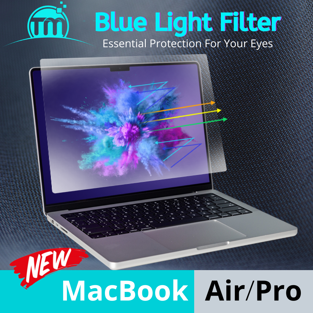 【TM】 Anti Blue Light Screen Protector for MacBook Air, Pro, Matte finish, Anti-Glare, Anti-UV, Adhesive (Stick-On)