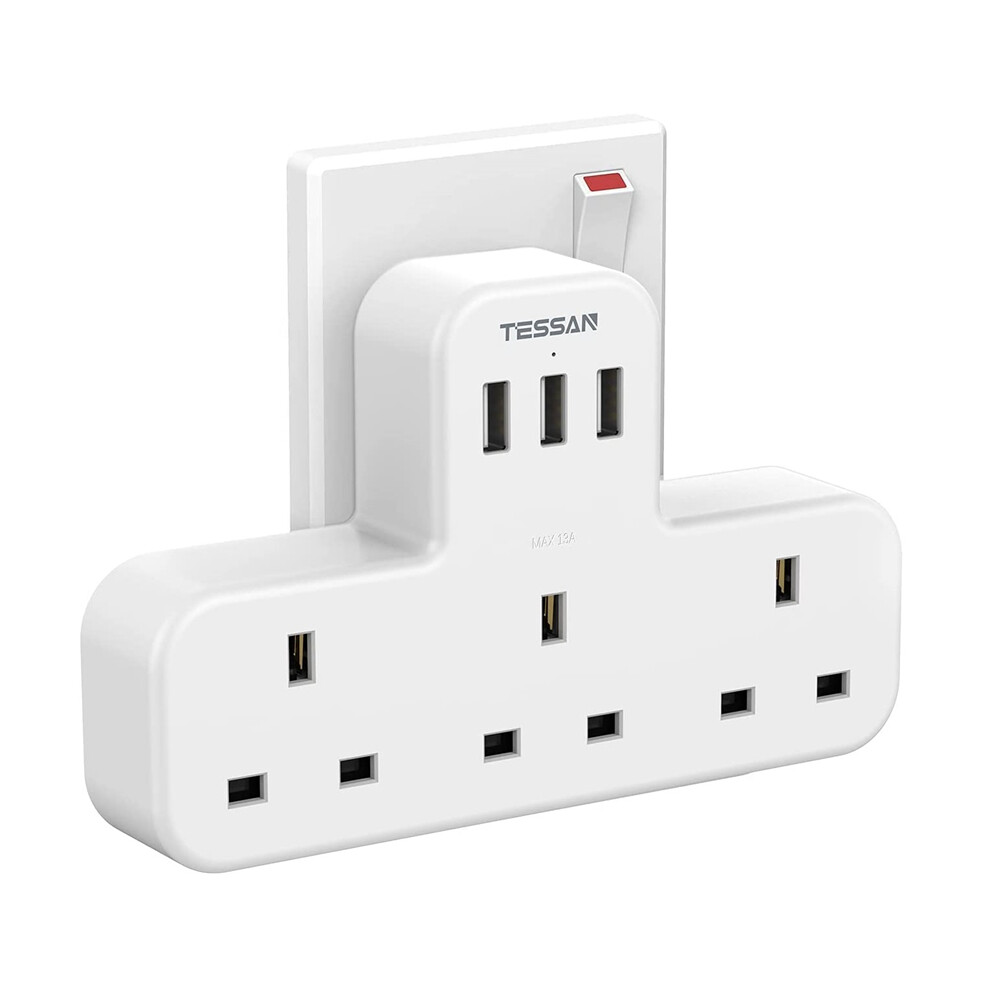 TESSAN Wall Charger Multi Plug Adapter Type C Adaptor with USB Ports , Type C Power Strip USB C Charger Plug Extension Power Socket USB Adapter Wall Socket Multi Plug , Multi Socket Plug Extension wit