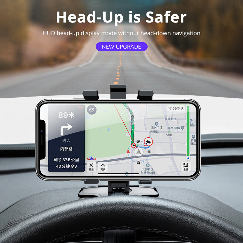 360 ° Rotation Universal Car Dashboard Clamp Phone Holder with Parking Number Plate Rearview Mirror Clip Mounted Bracket