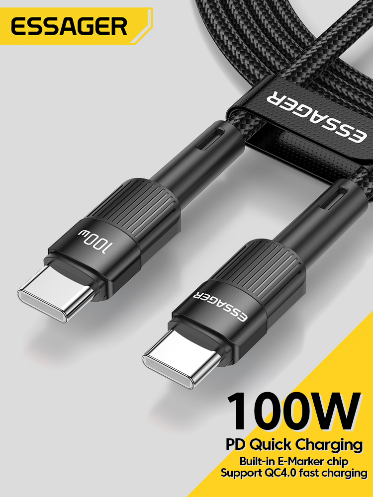 Essager USB C To Type C Cable PD100W 60W Fast Charge Mobile Cell Phone Charging Cord Wire For Xiaomi Samsung  VIVO Macbook iPad