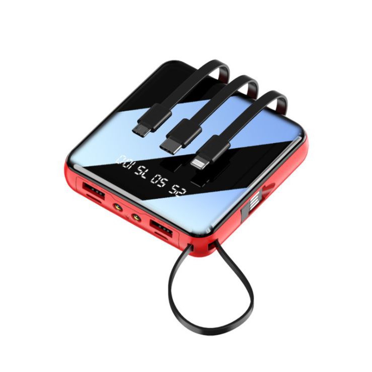 SG [Ready Stock] Mini Power Bank 20000mah Latest Fast Charging Built-in 4 Cables Digital Display Powerbank Portable External Battery Pack